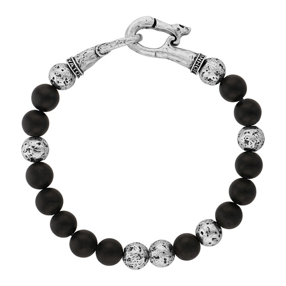 John Varvatos Other - JOHN VARVATOS Sterling Silver Distressed Onyx Bracelet with Skull Clasp.